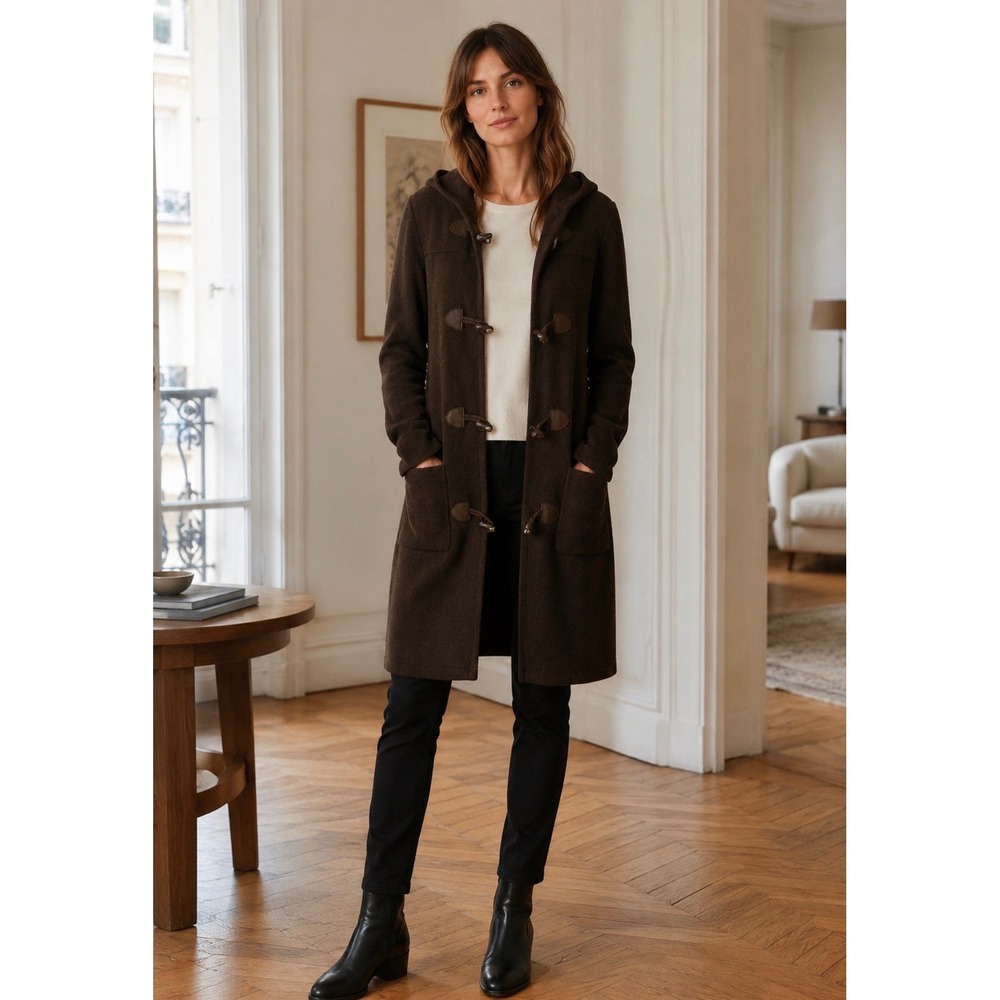 Theory Merino Wool Cashmere Toggle Hooded Cardigan Sweater Brown XS Petite